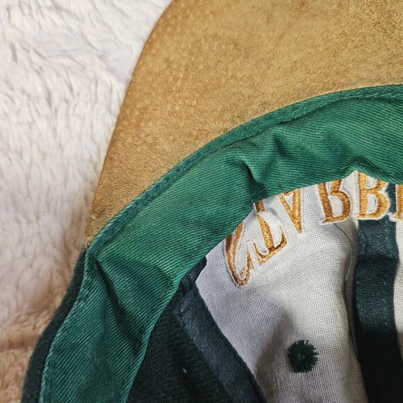 Starbucks Vintage 90s Suede n Wool Blend Rare Find Green n Beige hat. Seattle WA - Picture 13 of 15